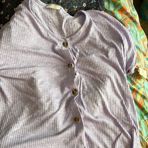 Woman’s large purple button up